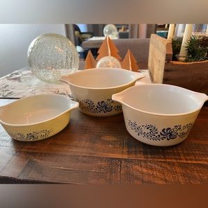 Vintage Pyrex Homestead Casseroles 471-B, 473-B, 474-B -- No Lids